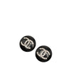 Chanel CC Resin Strass Round Clip On Earrings Secondhand
