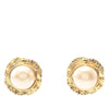 Chanel Gold Plated Faux Pearl CC Round Clip On Earrings Secondhand