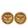 Chanel CC Gold Plated Round Clip On Earrings Secondhand