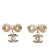 Chanel Gold Plated Rhinestones CC Bow Earings Secondhand