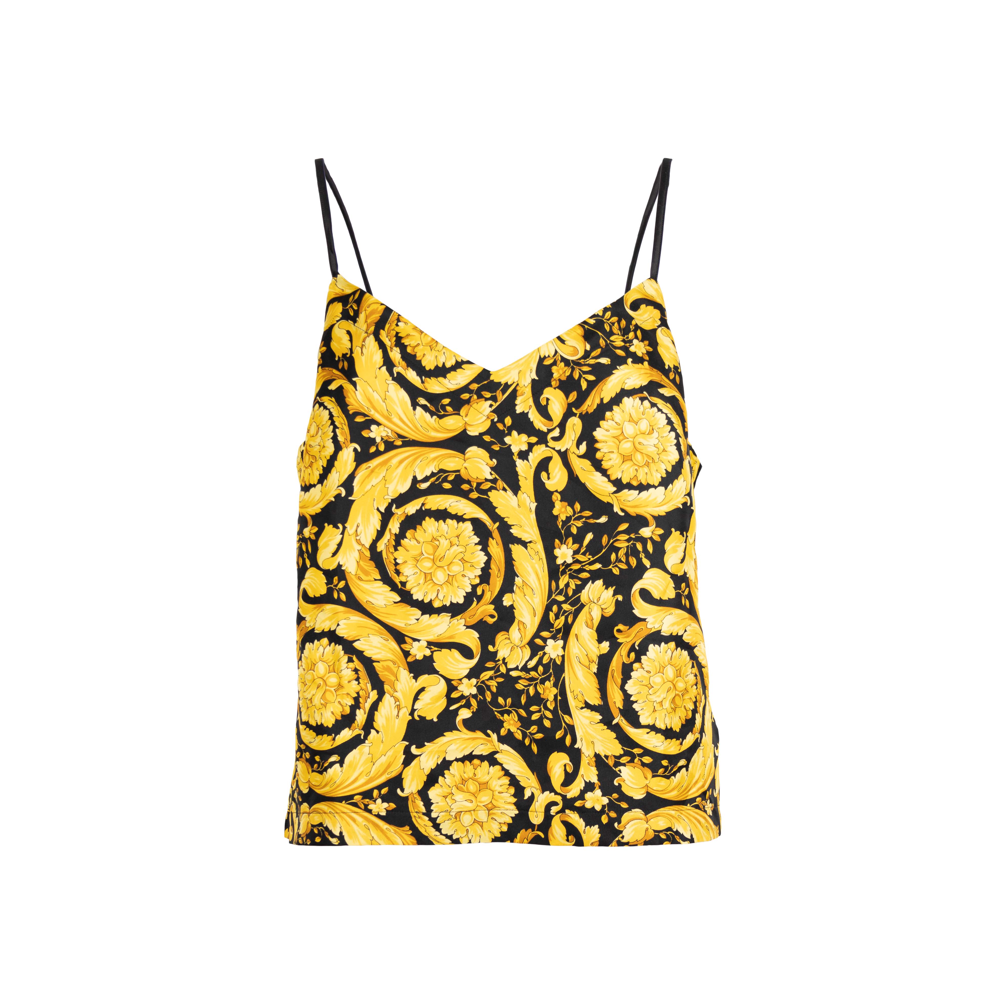 Versace Printed Silk Crop Top