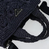 Secondhand Prada Canapa Navy Wood Bag