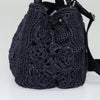 Secondhand Prada Canapa Navy Wood Bag