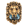 Gucci Gold Plated Crystal Lion Head Ring Secondhand