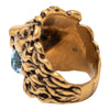 Gucci Gold Plated Crystal Lion Head Ring Secondhand