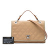 Chanel CC Bicolor Quilted Caviar and Grosgrain Top Handle Flap Secondhand