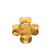 Chanel CC Gold Plated Black Stone Clover Brooch Secondhand