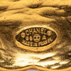 Chanel CC Gold Plated Black Stone Clover Brooch Secondhand