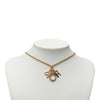 Dior Gold Plated Strass Logo Pendant Necklace Secondhand