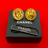 Chanel CC Gold Plated Button Clip On Earrings Secondhand