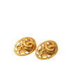 Chanel CC Gold Plated Baroque Motif Oval Clip On Earrings Secondhand