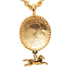 Chanel Gold Plated Double Chain Horse Medallion Pendant Necklace Secondhand