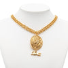 Chanel Gold Plated Double Chain Horse Medallion Pendant Necklace Secondhand