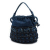 Chanel CC Woven Denim and Raffia Drawstring Bucket Bag Secondhand
