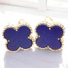 Van Cleef & Arpels Vintage Lapis Lazuli Alhambra Yellow Gold Earrings Secondhand