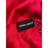 Giorgio Armani Red Silk Embroidered Scarf - 2000s Second hand