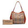 Burberry Small Leather Trimmed Haymarket Check Coated Canvas Canterbury Tote Secondhand