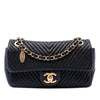Chanel Small Chevron Wrinkled Calfskin Medallion Charm Surpique Flap Secondhand
