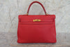 Secondhand Hermes Kelly Handbag Red Clemence with Gold Hardware