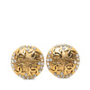 Chanel CC Gold Plated Strass Round Clip On Earrings Secondhand