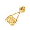 Chanel CC Gold Plated Quilted Flap Bag Medallion Brooch Secondhand