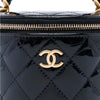 Chanel Quilted Patent Afternoon Tea Top Handle Vanity Case with Chain Secondhand