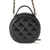 Chanel Quilted Glazed Lambskin Handle With Care Round Vanity Case with Chain Secondhand