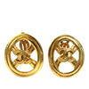 Chanel CC Gold Plated Round Clip On Earrings Secondhand