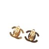 Chanel CC Gold Plated Turn Lock Clip on Earrings Secondhand