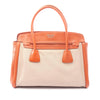 Prada Bicolor Saffiano Cuir Trimmed Canvas Satchel Secondhand