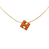 Hermès Gold Plated and Enamel Cage d H Pendant Necklace Secondhand
