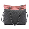 Chanel CC Quilted Denim Grosgrain Drawstring Tote Secondhand