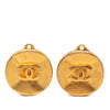 Chanel Gold Plated CC Round Clip On Earrings Secondhand