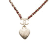 Chanel CC Gold Plated and Leather Woven Crystal Resin Heart Pendant Necklace Secondhand