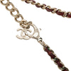 Chanel CC Gold Plated and Leather Woven Crystal Resin Heart Pendant Necklace Secondhand
