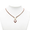 Chanel CC Gold Plated and Leather Woven Crystal Resin Heart Pendant Necklace Secondhand
