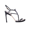 Yves Saint Laurent Black Patent Leather YSL Logo Heeled Sandals