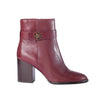 Secondhand Tory Burch Dark Carmine Leather Turnlock Heeled Ankle Boots