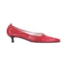 Secondhand Luciano Padovan Red Leather Pointed-Toe Kitten Heel Pumps - '90s