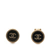 Chanel Gold Plated and Enamel CC Round Button Clip On Earrings Secondhand