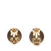 Chanel Gold Plated and Enamel CC Round Button Clip On Earrings Secondhand