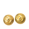 Chanel CC Gold Plated Stud Button Clip On Earrings Secondhand