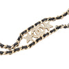 Secondhand Chanel Gold Plated Leather Woven CC Rhinestone Star Choker Necklace