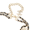 Secondhand Chanel Gold Plated Leather Woven CC Rhinestone Star Choker Necklace