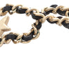 Chanel Gold Plated Leather Woven CC Rhinestone Star Choker Necklace Secondhand