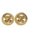 Chanel CC Gold Plated Round Clip On Earrings Secondhand