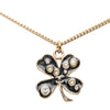 Chanel CC Gold Plated and Enamel Strass Faux Pearl Clover Pendant Necklace Secondhand
