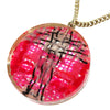 Chanel CC Gold Plated Resin Tweed Chain Round Pendant Necklace Secondhand