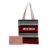 Miu Miu Tricolor Cotton Crochet Logo Striped Vertical Tote Secondhand