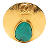 Chanel CC Gold Plated Round Gripoix Brooch Secondhand
